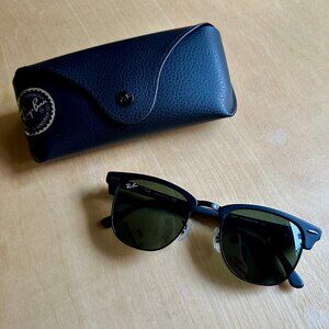 Ray-Ban, Clubmaster - Matte Black, Classic Green Lenses - CUSTOM, BRAND NEW